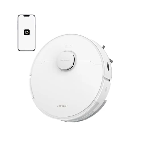 DREAME D20 Robot Vacuum Cleaner 13000Pa,Double Detangle Brush Pet Hair LDS Navigation 2-in-1 Vacuum Cleaner and Mop for Hard Floors Carpets 5200mAh Battery,White