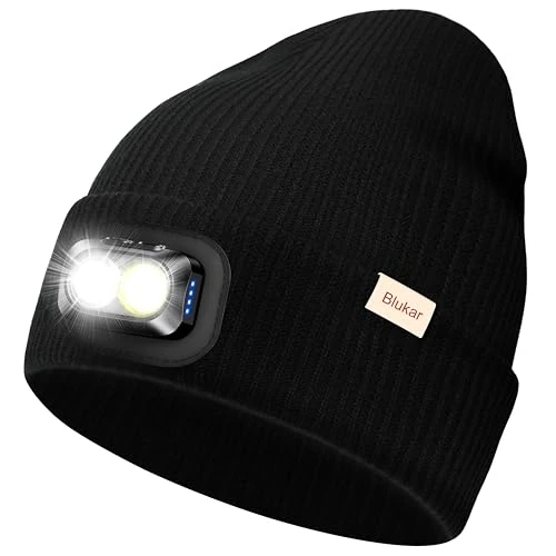Limited-time offer: Blukar LED Lighted Beanie Cap, 2 in 1 Super Bright Running Hat with Light, 5 Lighting Modes & Stepless Dimming, Rechargeable, Adjustable Head Torch,Winter Warm Gifts for Men & Women -Headband Included from 13.99 GBP to 12.99 GBP (save 7%)