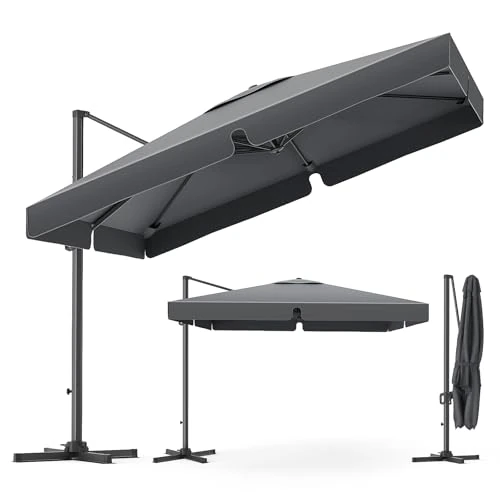 Offerta a tempo: YEAUPE PRO Ombrellone 300 x 300 cm, Girevole a 360°, ombrellone da Giardino con Tende Laterali, con Protezione Solare UV50+, per Giardino e terrazza, Grigio., 2.95 x 2.95 m - 0.00% da 231.99 € a 231.99 €