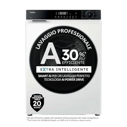 Haier X Seria 5 pralka 8 kg, wolnostojąca, ładowanie od przodu, klasa A-30%, 1400 obr./min, inteligentny cykl odświeżania pary, Wi-Fi z aplikacją, 85 x 60 x 56 cm, biały - HW80-BP14357U-IT