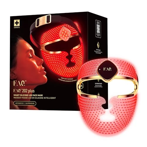 FAQ 202 Plus Advanced LED Maske 8 Farben – Kabellose Gesichtspflege für strahlende Haut – 634 Lichtpunkte – Vollständige Abdeckung für tragbare Skincare