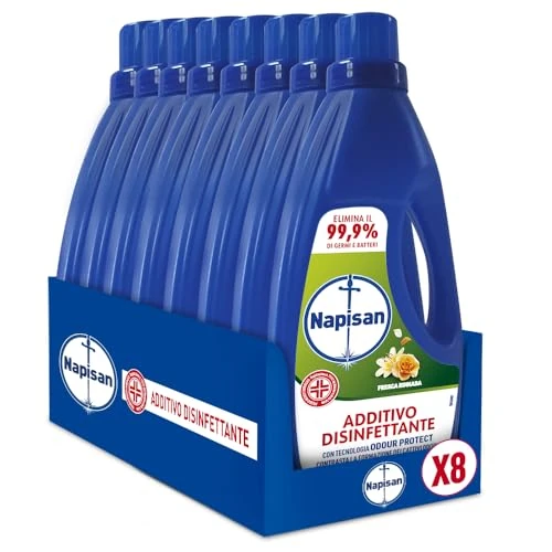 Napisan, Additivo Lavatrice Liquido, Fresca Rugiada, 8 flaconi da 1l