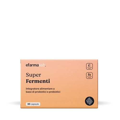eFarmaLab Super Fermenti Integratore Probiotico con 7 Ceppi Fermenti Lattici, Vitamine B e C, FOS e Inulina | 30 Capsule | Made in Italy