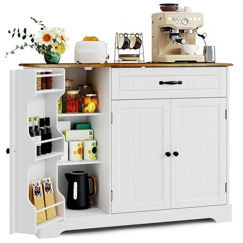 Offerta a tempo: Xbro Credenza con 1 Cassetto e 3 Ante, Mobile Buffet con Spazio di Archiviazione a 3 Livelli, Chiusura Ribaltabile e Angoli Arrotondati, per Cucina, Soggiorno o Camera da Letto, Vintage - 5% da 129.99 € a 123.49 €