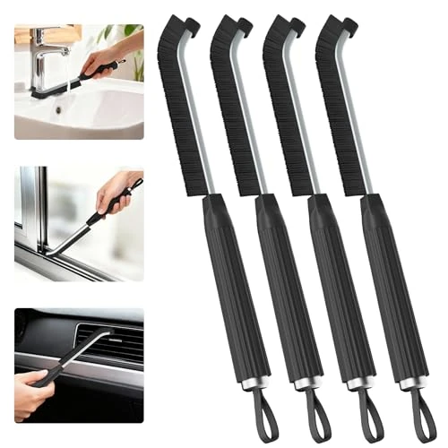 Oderra Szczotka do czyszczenia szczelin, szczotka do czyszczenia szczelin w płytkach łazienkowych, narzędzie do czyszczenia szczelin, aluminiowa podpórka z magiczną szczotką kątową 15°