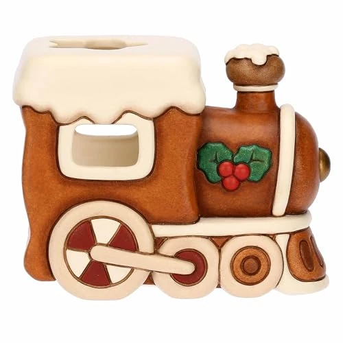 THUN - Porta Tea-Light Locomotora de cerámica-13,5X7,9X10