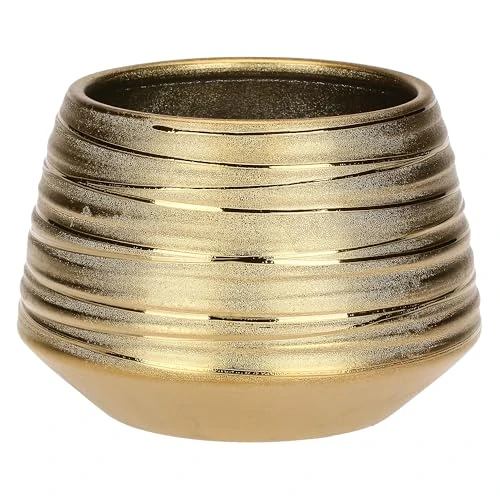 Offerta a tempo: THUN - Cachepot in ceramica oro, piccolo-Ø14 cm - 41% da 34.90 € a 20.49 €