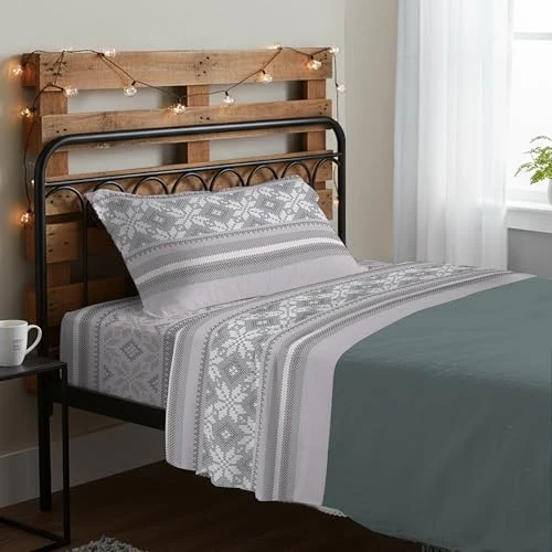 PENSIERI DELICATI Juego de sábanas para Cama Individual, 100% algodón cálido y Suave, Juego de sábanas de 90 x 200 cm, Incluye sábana Bajera, encimera y 1 Funda de Almohada, Made in Italy, Noruega