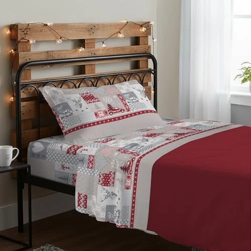 Offerta a tempo: PENSIERI DELICATI Completo Letto 1 Piazza e Mezza, 100% Cotone Caldo e Morbido, Completo Lenzuola 120 x 200 cm, Include Lenzuolo sotto, sopra e 1 Federa, Made in Italy, Alpi Rosso - 32% da 40.99 € a 27.81 €