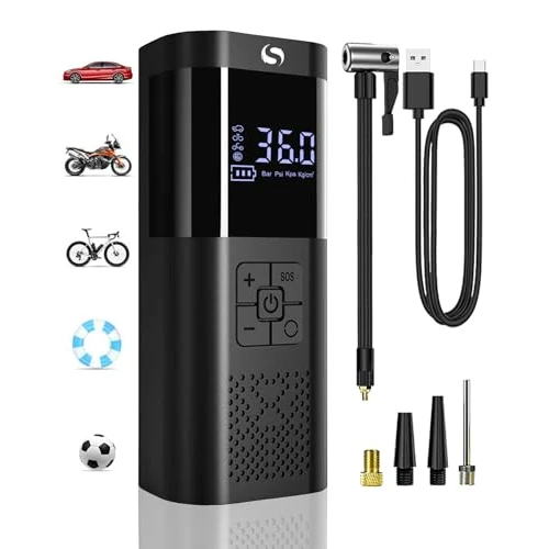 Offerta a tempo: SERVOMASTER Compressore Aria Portatile, Mini Compressore con Manometro, 150PSI Gonfiatore Elettrico Portatile con Luce LED, Accessori Auto per Gli Uomini, Adatto per Auto Moto Bici Palla - 0.00% da 39.99 € a 39.99 €