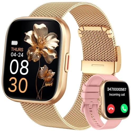 taopodo Montre Connectée Femme, 1.91" HD Smartwatch Fonction Féminine avec Appel Bluetooth 5.4, 120+ Modes Sportifs, 200+ Cadrans personnalisés, 24H Moniteur Sommeil/FC/SpO2, Android iOS, Or Rose