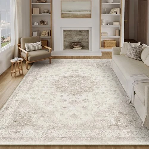 Zeitlich begrenztes Angebot: PureCozy Vintage Beige Teppich Wohnzimmer 240x300cm Waschbar von 149.99 € auf 112.49 € (25% Rabatt)