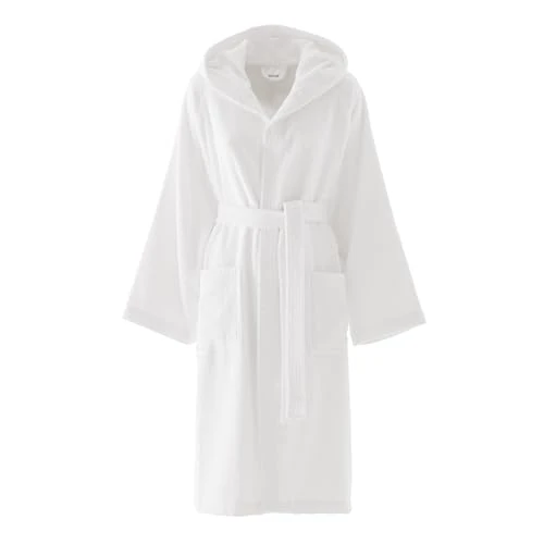 Bassetti Accappatoio Con Cappuccio, Bianco, 100% Cotone, Taglia Xl, Adulto Uomo Donna Unisex, In Spugna Morbido Assorbente Resistente E Lavabile In Lavatrice