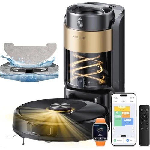 Limitiertes Angebot: Proscenic Q20Plus Saugroboter mit Wischfunktion, 10000Pa 200min Staubsauger Roboter mit Beutellose Entleerungsstation, 3-in-1 Saug und Wischroboter für Tierhaare, Teppiche, Hartböden, Schwarz von 299.99 EUR auf 249.99 EUR (Spare 17%)