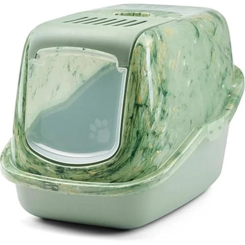 Limited offer: cat litter tray - Savic Nestor Marble Green - green marble - closed - fold-down front - high back - carbon filter - 56x39x38 cm from 25.99 EUR to 25.99 EUR (save 0%)