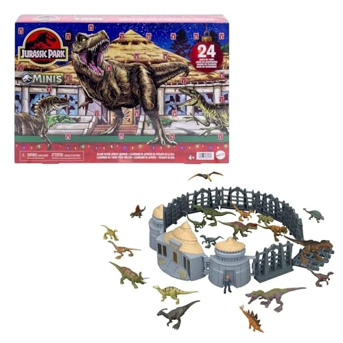 Zeitlich begrenztes Angebot: Mattel Jurassic World Adventskalender, 24 Tage, 19 Mini-Dinosaurier | Jurassic Park Inselbesucher-Thema, Überraschungen: Dino-Figuren, menschliche Figur, Spielteile, JLD23 von 34.99 € auf 24.35 € (30% Rabatt)