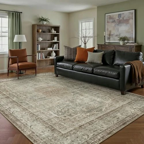 Zeitlich begrenztes Angebot: PureCozy Grün Braun Teppich Wohnzimmer 160x230cm Waschbarer Wohnzimmerteppich von 199.99 € auf 14.59 € (92.7% Rabatt)
