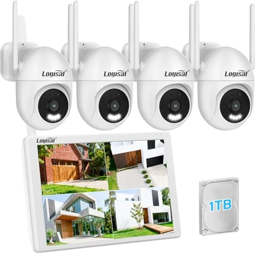 Offre limitée : Logisaf PTZ Kit Camera Surveillance Exterieure avec 10'' Moniteur, 5MP 10CH WiFi NVR, 4 Pcs 360° PTZCaméra avec Enregistrement 24/7, Vision Nocturne Couleur, Suivi Automatique, Détection Humaine, 1TB de 269.98 € à 256.48 € (5% de remise)