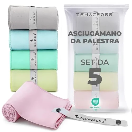 Offerta a tempo: Zenacross Asciugamano Microfibra Set da 5, 40x77 cm - Telo Palestra Asciugatura Rapida e Assorbente - Gym Towel per Palestra - Pastello - 15% da 19.99 € a 16.99 €