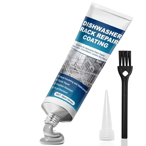 Miioto Joint Acrylique Blanc Revêtement de Réparation pour Lave Vaisselle, Joint Silicone Blanc, Résistant aux Hautes Températures, pour Réparer les Paniers de Lave-Vaisselle, 50ml(Gris)