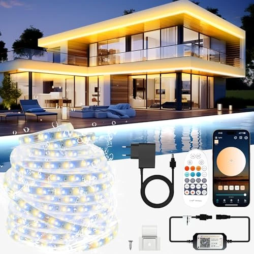 Offre limitée : TENDIST 20M Ruban LED Exterieur Etanche, Ruban LED Exterieur Blanc à Blanc Chaud IP67, Etanche Bandeau LED 24v Dimmable avec APP, Bande Lumineuse LED Autocollante Recoupable pour Terrasse, Pavillon de 42.99 € à 40.84 € (5% de remise)