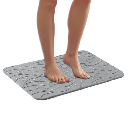 Avilia - Tapis de bain en pierre diatomite naturelle antidérapant et antibactérien, séchage instantané, facile à nettoyer et idéal comme tapis de douche absorbant pour une salle de bain toujours sèche