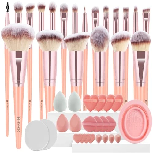 Limited-time offer: HEYMKGO Makeup Brushes 43Pcs Make-Up Brushes & Tools with Bag Premium Synthetic Bristles Foundation Concealers Blush Blending Eyeshadow Eyeliner Brow Lash Brush Travel Makeup Brushes Make Up Sponges from 16.99 £ to 16.14 £ (save 5%)