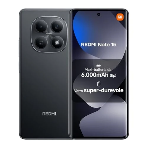 XIAOMI Redmi Note 15 Smartphone (8+256 GB) – 6000-mAh-Akku, wassergeschützt, 108-MP-Kamera, 6,77" FHD+ Display, Schwarz, 2 Jahre Garantie