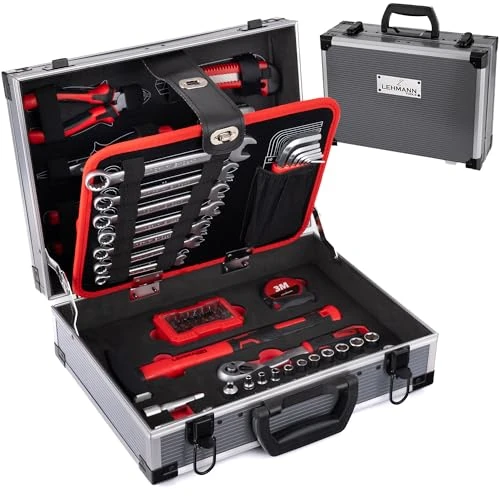 Offerta a tempo: LEHMANN Valigetta Attrezzi Completa – Set da 88 Pezzi – Robusta Cassetta Attrezzi in Alluminio con Maniglia – Utensili con Impugnatura in Gomma – Set Completo per Officina, Garage e Casa - 25% da 79.99 € a 59.99 €
