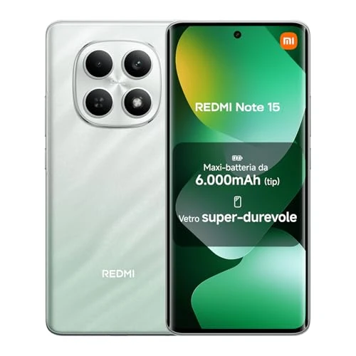 Offerta a tempo: XIAOMI Redmi Note 15, Smartphone 8+128GB, Batteria da 6000 mAh, Resistenza all’acqua, Fotocamera super nitida da 108 MP, Display FHD+ da 6,77", Verde Foresta, Garanzia 2 anni, Caricatore non incluso - 18% da 219.90 € a 179.90 €