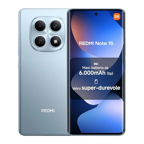 XIAOMI REDMI Note 15 - Smartphone de 6+128GB, Pantalla AMOLED FHD+ de 6,77", MediaTek Helio G100-Ultra, cámara de 108MP, batería de 6000 mAh, Cargador no Incluido, Azul Glaciar (Versión ES)