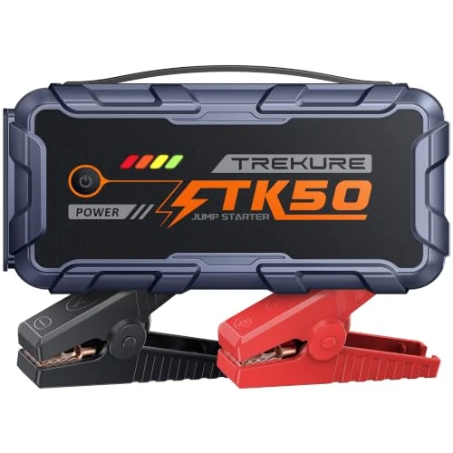 Offerta a tempo: TREKURE Avviatore Batteria Auto, 10000A 26800mAh Avviatore di Emergenza (Tutti Benzina o 12L Diesel), Booster Avviamento Auto con Luce LED da 800 Lumen, Pinze Intelligenti con Cavi più Spessi, TK50 - 30% da 99.99 € a 69.99 €