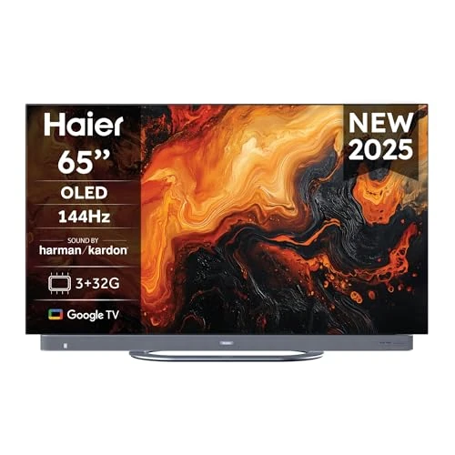 TV OLED 165 cm (65") Haier H65C95EUX UHD 4K, Smart Google TV, HDR10+, Dolby Vison, Dobly atmos con Harman Kardon, 144Hz
