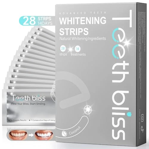 Whitening Strips Bleekstrips Tanden Stripes: TeethBliss 14 dagen tanden bleken strips, vrij van peroxiden, veilig voor tandglazuur, tandverkleuringen effectief verwijderen, witte tanden voor