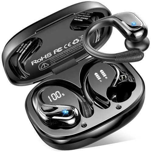 Rulefiss Auriculare Deportivos Inalámbricos, Auriculares Bluetooth 5.4 con IPX8 Impermeable, HD Mic, Nueva Cascos Running HiFi Estéreo, Auriculares Pantalla LED