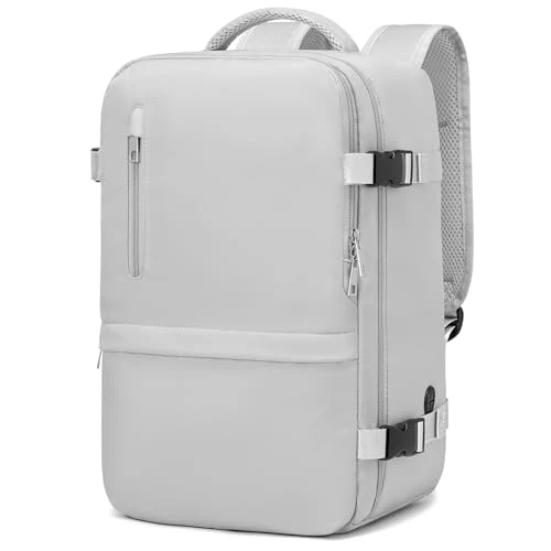 Xkdoai Handbagage-rugzak, 40 x 30 x 20 cm, voor Ryanair onder zitplaats, handbagage, tas, dames, kleine reistas, vliegtuig, reisrugzak, reisrugzak, bagage, grijs, 40 x 28 x 20 cm, 20 L