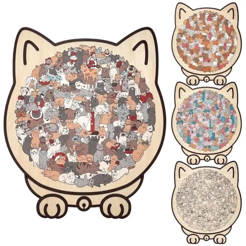 Puzzle En Forme De Chat, Puzzle En Bois En Forme De Chat Morandicolor De 135 Pièces, Puzzles De Formas De Gattos Mignon Encadrés De Contours De Adorable, Puzzles En Bois Décoratifs