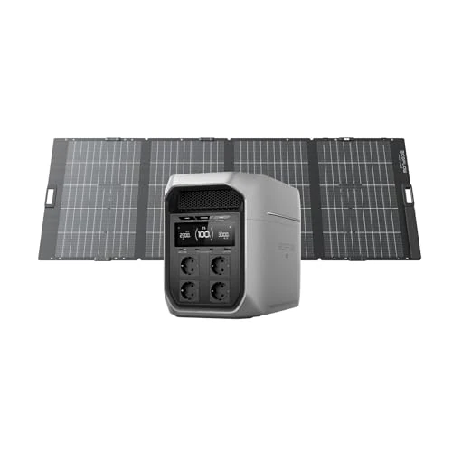 Limited-time offer: EF ECOFLOW Portable Power Station DELTA 3 Max Plus with 400W Bifacial Solar Panel, 1000W Solar Input, Expandable Capacity Up to 10kWh, 10ms UPS, Portable Power Station 2048Wh, Home Backup & RV Camping from 1689.00 £ to 1689.00 £ (save 