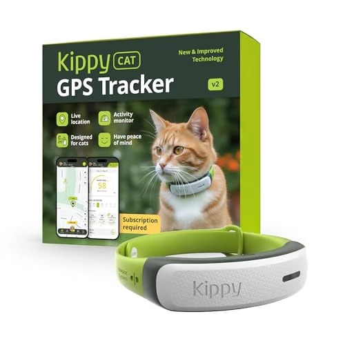 Offerta a tempo: Kippy Cat V2 - Collare GPS per Gatti - Localizzatore e Tracker di Salute e Attività con Sistema Antistrozzo - Crea Confini Virtuali - 57% da 69.99 € a 29.99 €