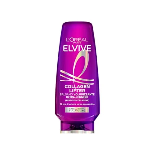 Offerta a tempo: L'Oréal Paris Elvive Balsamo Volumizzante Ultra-Leggero, Per Capelli Piatti e Senza Volume, Volume Duraturo Fino a 72H, Con Peptidi di Collagene e Fibre Volumizzanti, Collagen Lifter, 250 ml - 28% da 3.99 € a 2.89 €