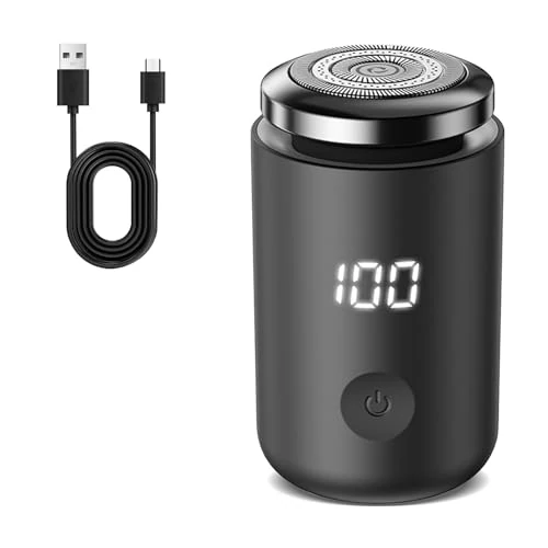 Offerta a tempo: Journeyside Mini Rasoio Elettrico da Uomo, Impermeabile IPX7, Mini Rasoio e Portatile, Indicatore di Batteria LED, Lama di Pulizia Curva a Doppio Anello, Nero 02 - 0.00% da 9.99 € a 9.99 €