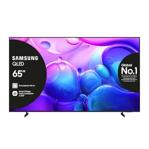 Offerta a tempo: Samsung Smart TV 65'' QE65Q6FAAUXZT QLED 4K, Q4 Lite Processor, 4K AI Upscaling, Art Store, OTS Lite & Adaptive Sound, Metal Stream Design, edizione speciale PACCHETTO INTRATTENIMENTO, 2025 - 0% da 760.88 € a 760.88 €
