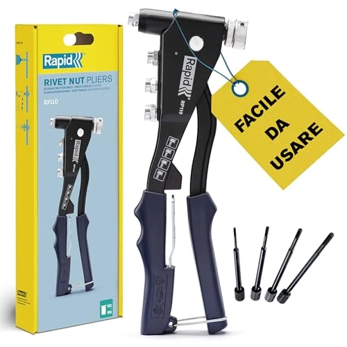 Offre limitée : Pince à écrous à riveter Rapid RP110 pour écrous à riveter M3, M4, M5, M6 - Construction durable en aluminium moulé sous pression et acier avec poignée souple - FSC (5001722) de 75.27 € à 75.27 € (0.00% de remise)