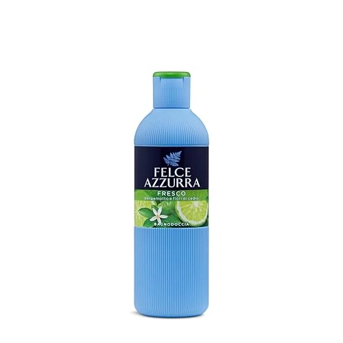 Felce Azzurra - Bagnoschiuma Profumato Fresco Bergamotto, Bagno Schiuma Detergente Delicato Idratante per Pelle Morbida, Note Esotiche Cocco e Cannella, Bagnodoccia Dermatologicamente Testato, 650 ml