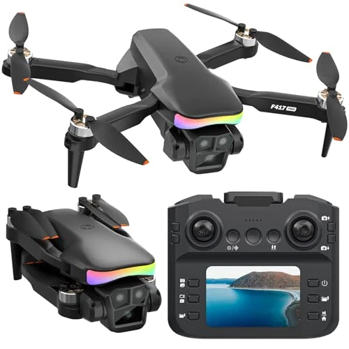 Offerta a tempo: F417PRO Drone con Telecamera 1080P per Adulti Bambini, Mini Drone con Schermo, Doppia Lente 90°, LED, Flusso Ottico, Batteria Modulare, Principianti, Decollo 1 Tasto, Senza Testa, Flip 3D, Borsa - 44% da 159.99 € a 90.24 €