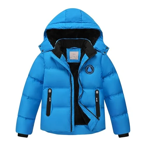 Limitiertes Angebot: Zoofly Winterjacke Jungen Kinder Jacke Warm Gefüttert Puffer Jacken Kinderjacken Winter mit Abnehmbar Kapuze Wanderjacke, Hellblau 152 (L) von 59.99 EUR auf 47.99 EUR (Spare 20%)