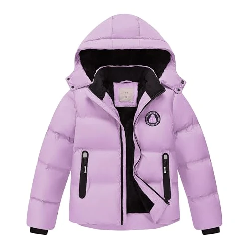 Limitiertes Angebot: Zoofly Winterjacke Mädchen Kinder Jacke Warm Gefüttert Puffer Jacken Kinderjacken Winter mit Abnehmbar Kapuze Wanderjacke, Lila 140 (M) von 59.99 EUR auf 47.99 EUR (Spare 20%)