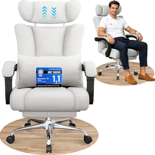 Offerta a tempo: BASETBL Sedia da Ufficio con 25 Molle 3D, XXL 60 × 55 cm, Grigia - 13% da 229.99 € a 199.49 €