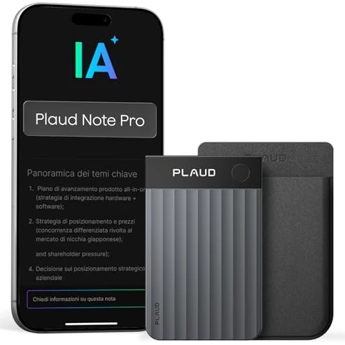 Offerta a tempo: Plaud Note Pro Registratore Vocale AI 64GB con Trascrizione e Riassunti per Chiamate Riunioni Lezioni Interviste fino a 50 ore, Plaud Intelligence, Team Plan, Case Included, Nero - 15% da 189.00 € a 159.90 €