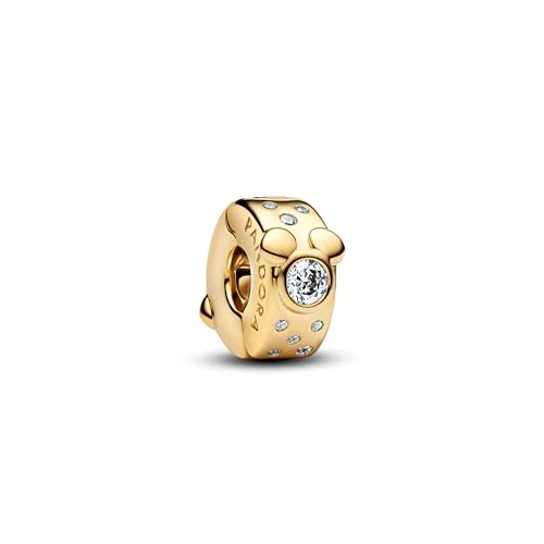 Offerta a tempo: PANDORA Moments 764130C01 - Charm Disney Topolino e Minnie, in lega di metallo placcato oro 14 K e zirconi, compatibile con Moments - 40% da 75.00 € a 45.00 €